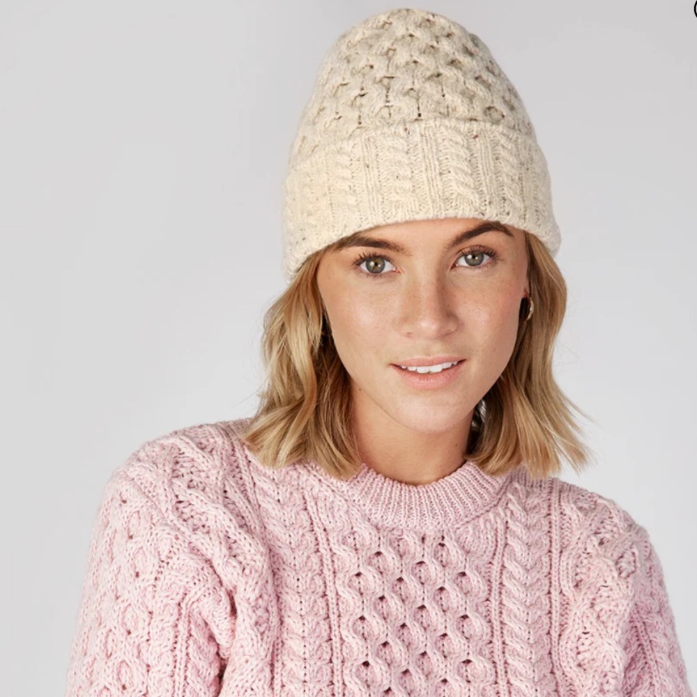 Wool Luxe Aran Hat Chalkstone Ireland Unisex